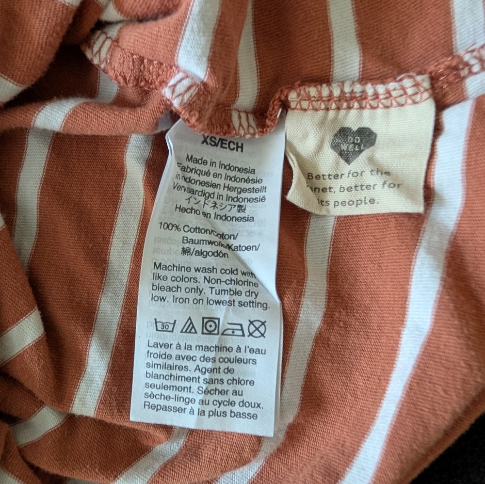 Madewell Northside Long Sleeve Cotton Vintage Tee Orange Cream Stripe XS - Picture 8 of 8